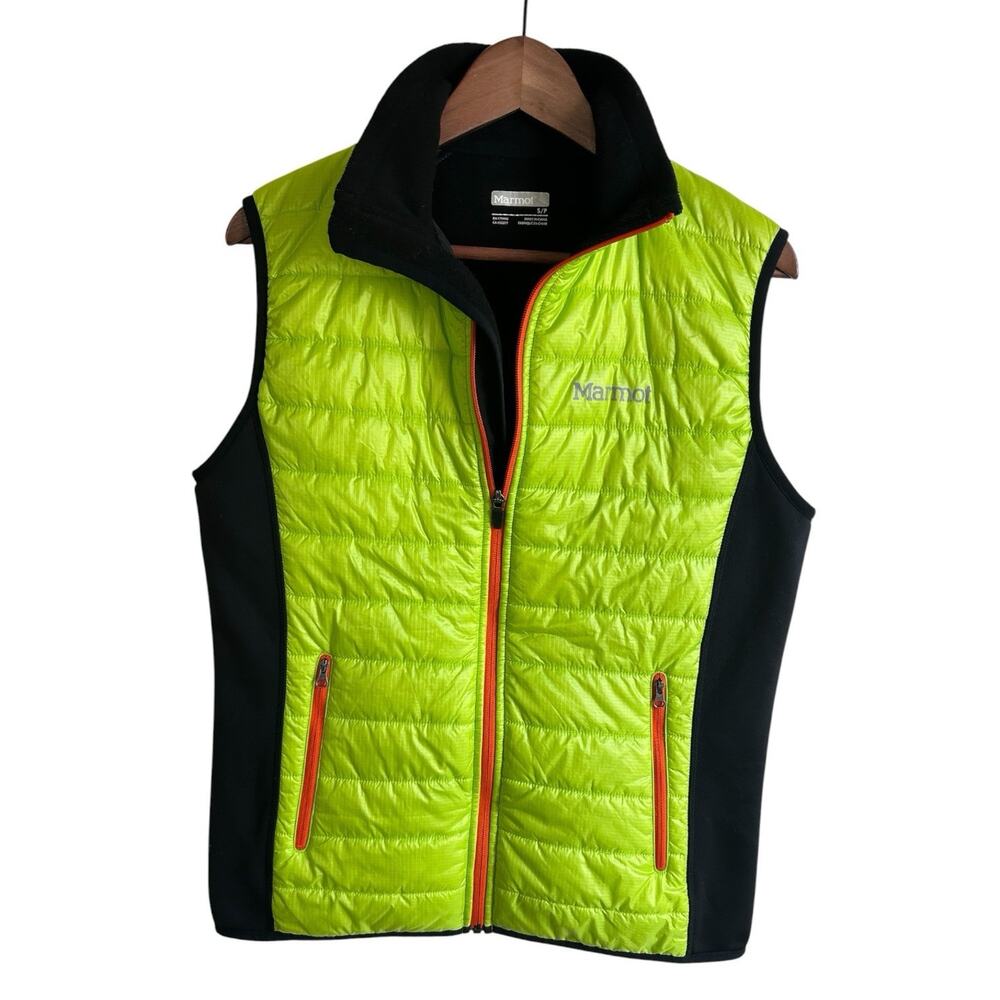 Marmot Polartec Hybrid Insulated Vest Mens S Neon Yellow Green Black Gorpcore